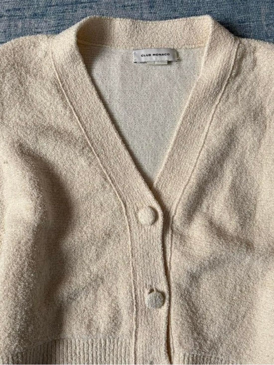 Club Monaco Sweaters - Club Monaco Soft Cream V-Neck Button Cardigan